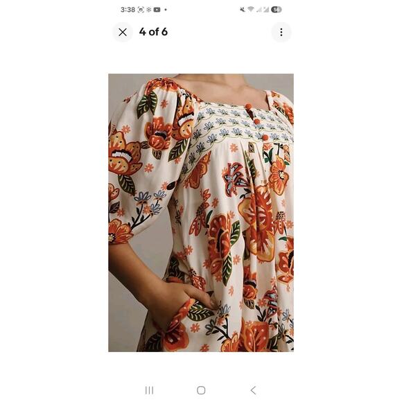 Farm Rio Anthropologie Long Tunic Top Duster Shirt Dress Leopard Floral S NWT - Picture 4 of 12